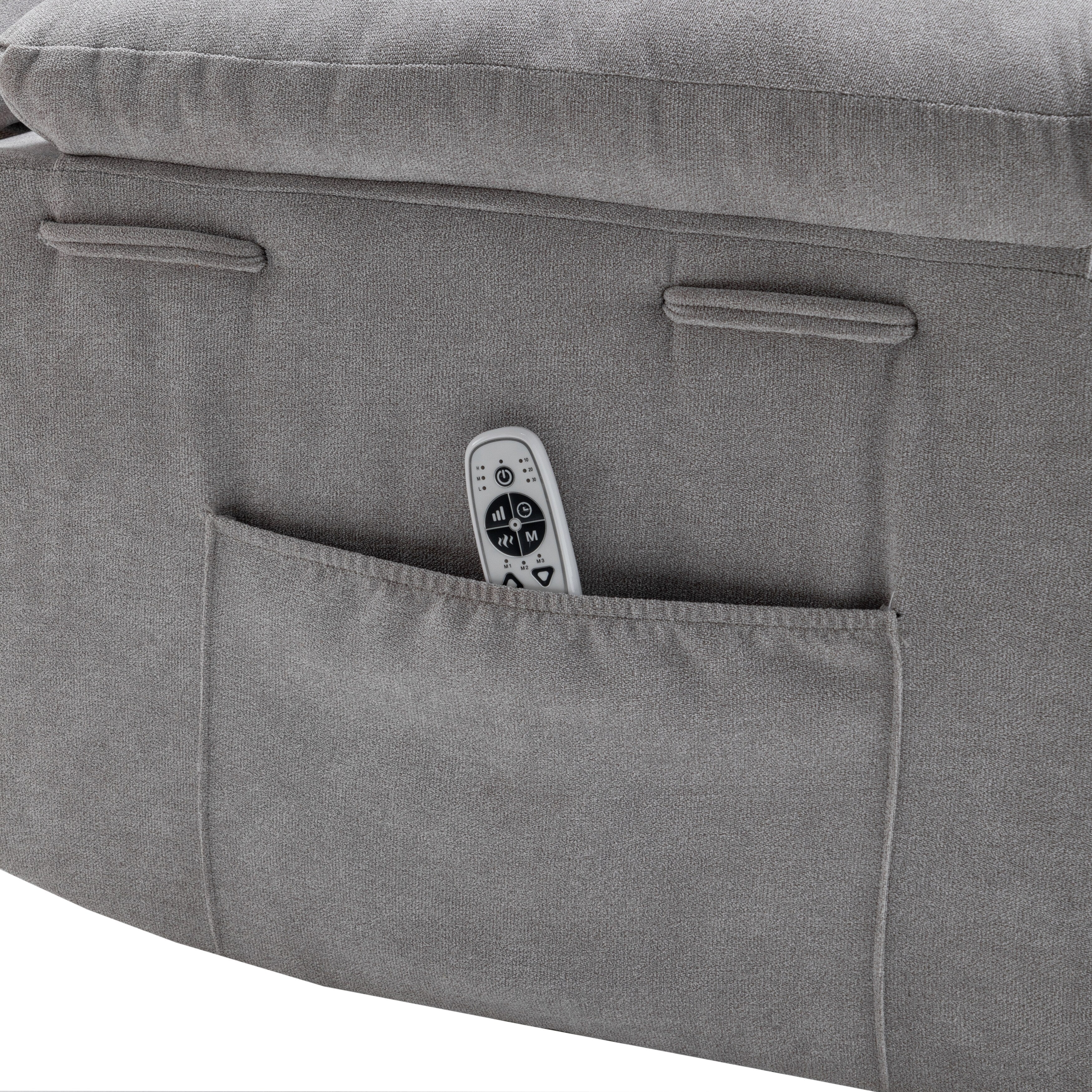 Fauteuil inclinable électrique ergonomique en velours avec massage par vibrations à 8 points, chauffage et poche latérale