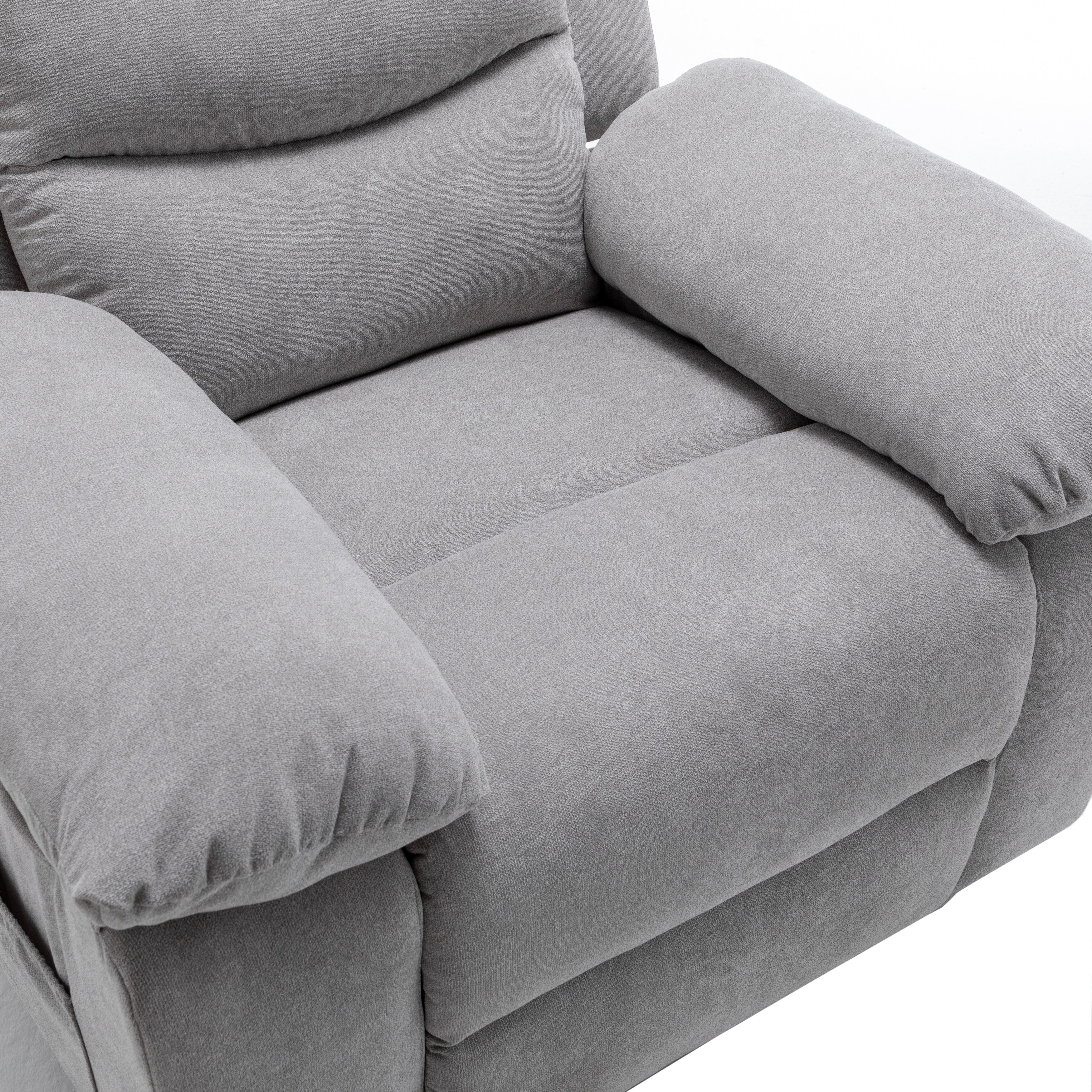 Fauteuil inclinable électrique ergonomique en velours avec massage par vibrations à 8 points, chauffage et poche latérale