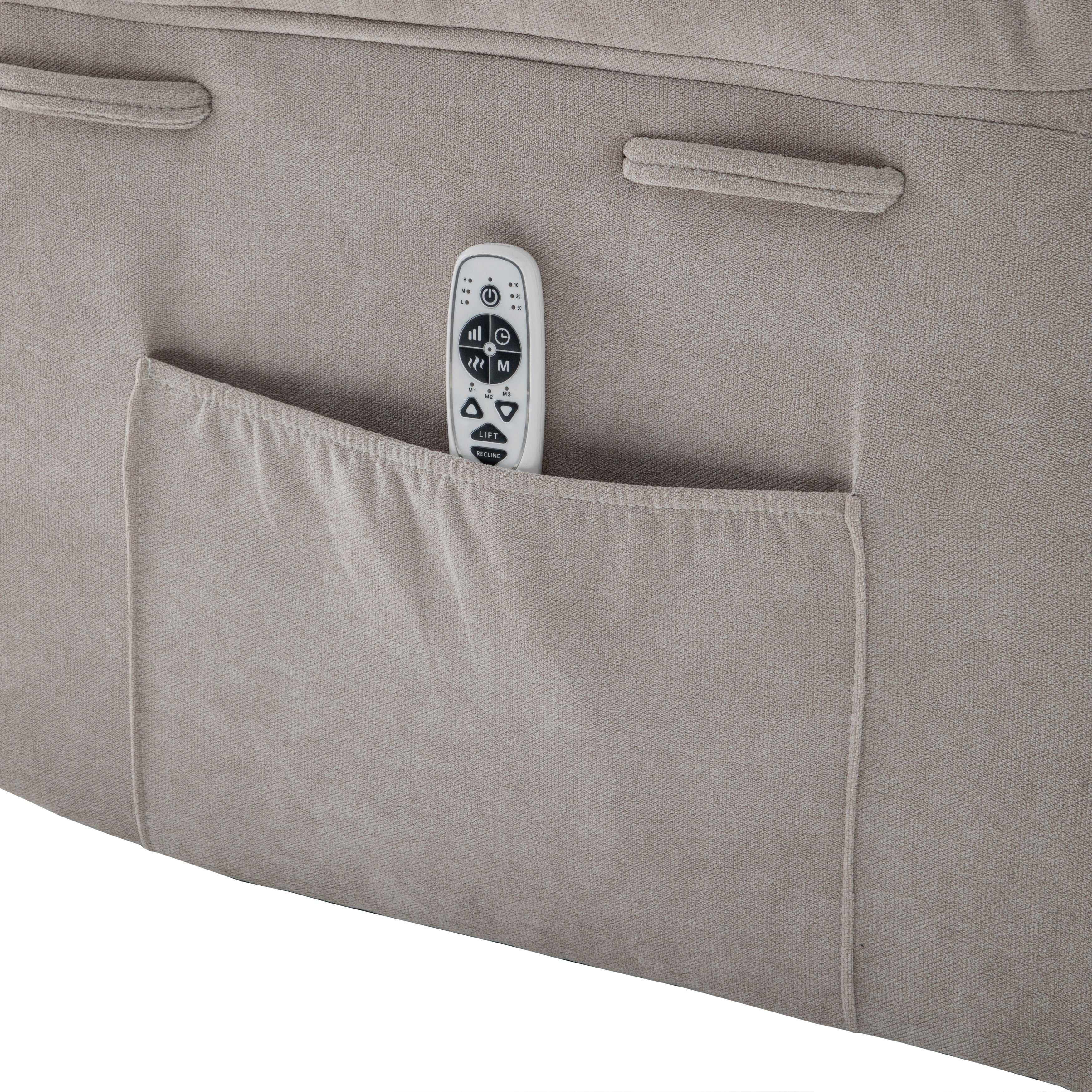 Fauteuil inclinable électrique ergonomique en velours avec massage par vibrations à 8 points, chauffage et poche latérale