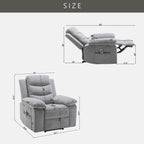 Fauteuil inclinable électrique ergonomique en velours avec massage par vibrations à 8 points, chauffage et poche latérale