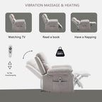Fauteuil inclinable électrique ergonomique en velours avec massage par vibrations à 8 points, chauffage et poche latérale