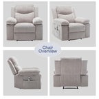 Fauteuil inclinable électrique ergonomique en velours avec massage par vibrations à 8 points, chauffage et poche latérale