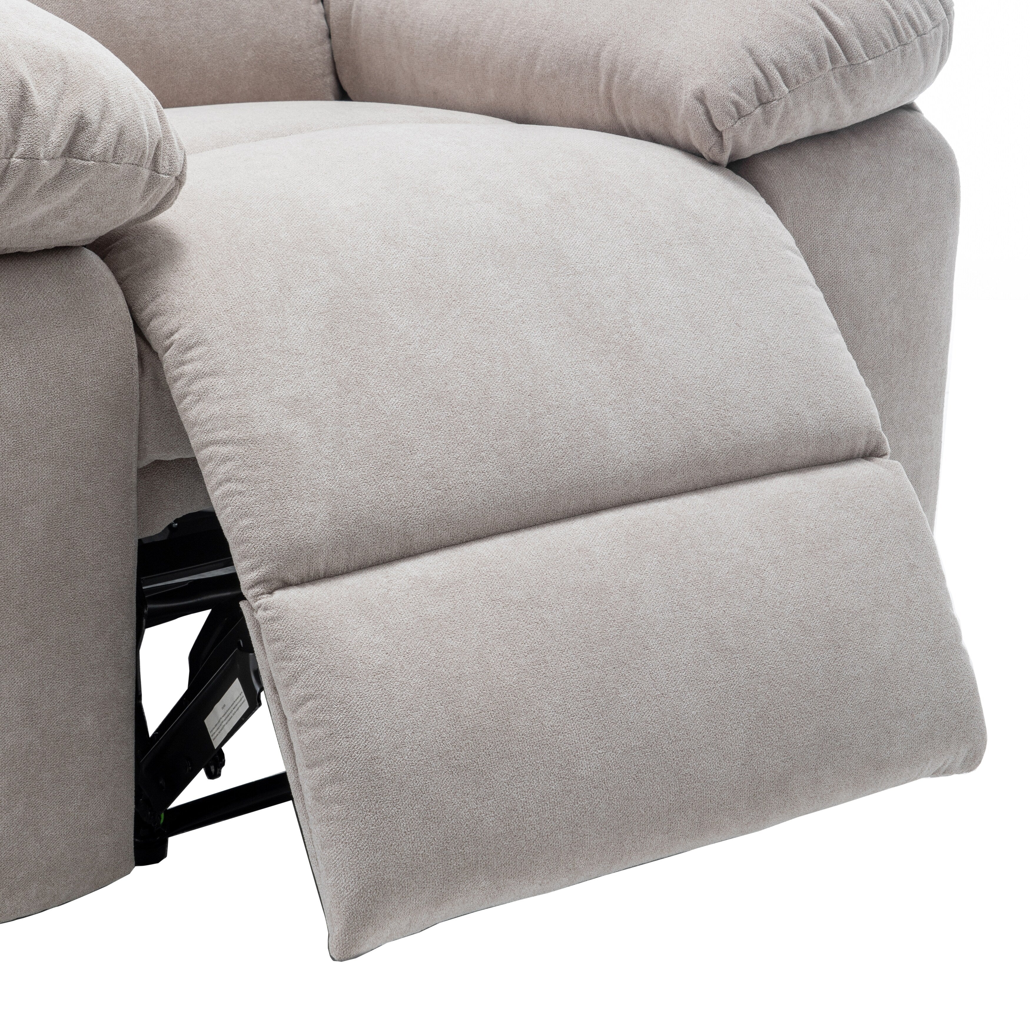 Fauteuil inclinable électrique ergonomique en velours avec massage par vibrations à 8 points, chauffage et poche latérale