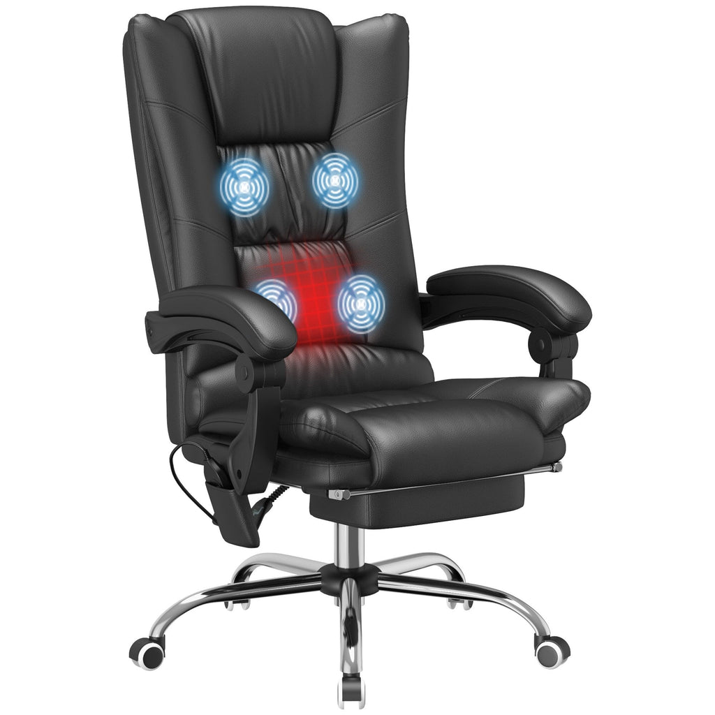 Fauteuil de bureau ergonomique, fauteuil inclinable et massant, fauteuil de bureau pour ordinateur avec chauffage lombaire et repose-pieds extensible
