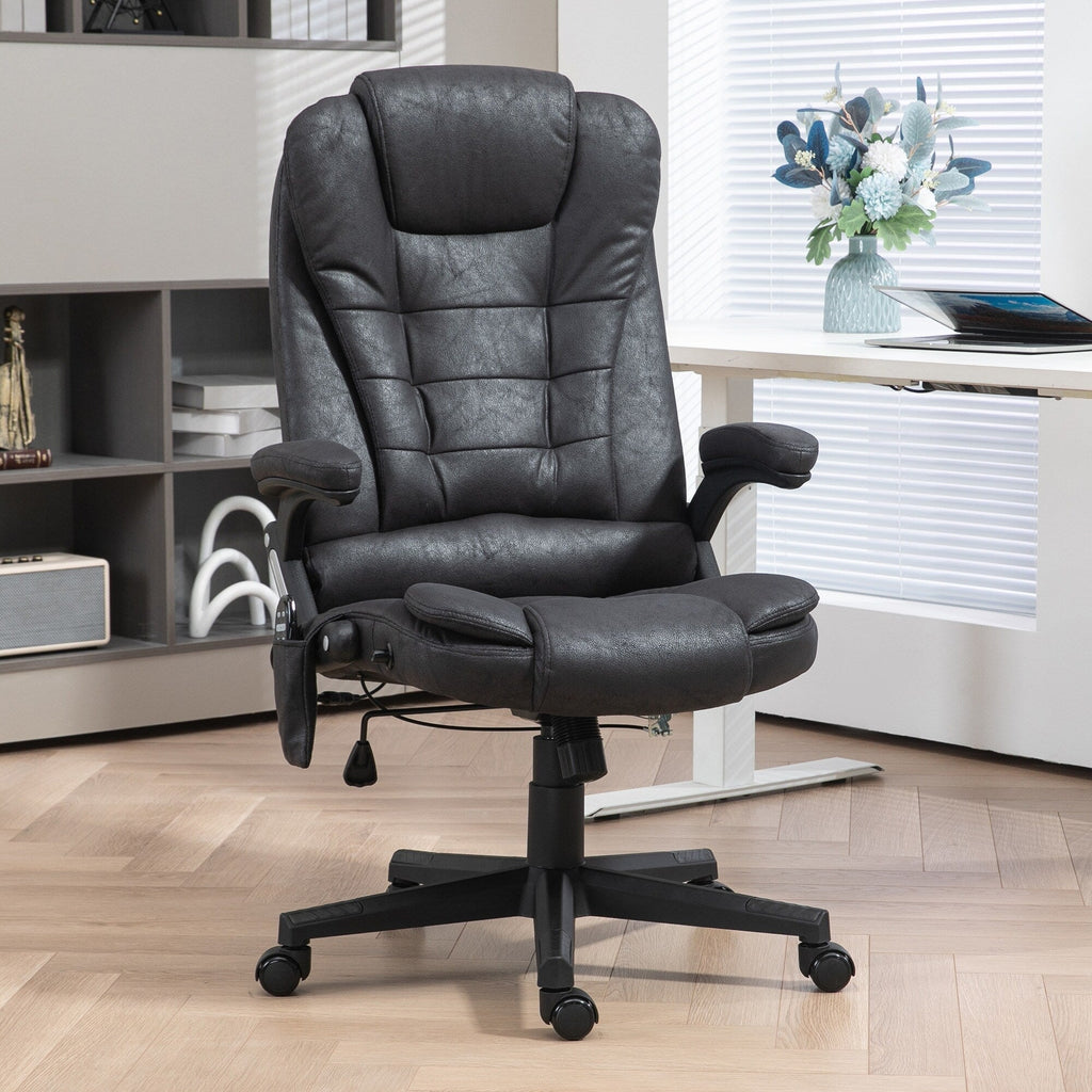 Fauteuil de bureau ergonomique chauffant et massant, inclinable, dossier haut, avec vibrations à 6 points et hauteur réglable
