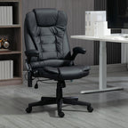 Fauteuil de bureau ergonomique et massant, inclinable et réglable à dossier haut, avec accoudoirs rembourrés et chauffage lombaire.