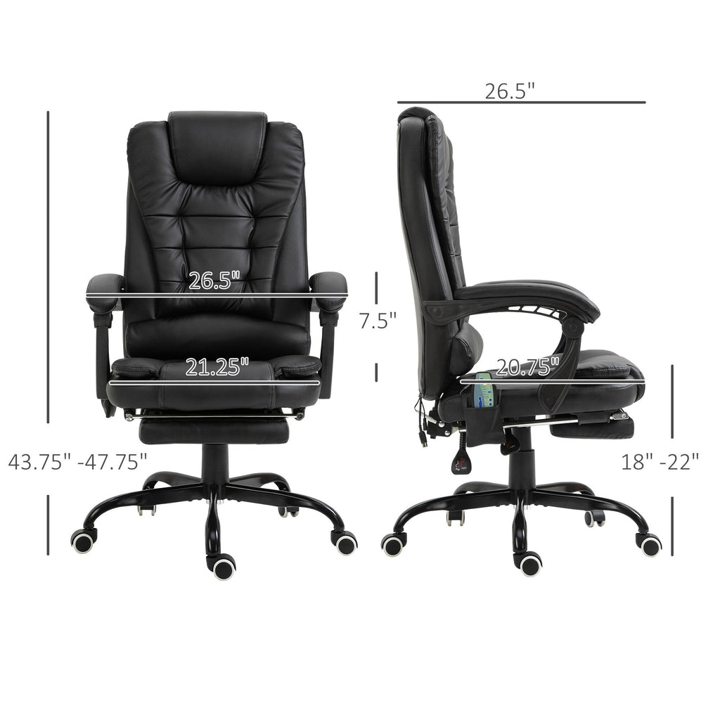 Fauteuil de bureau ergonomique et massant, inclinable et réglable, avec vibrations à 7 points et repose-pieds
