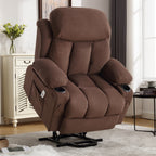 Fauteuil inclinable ergonomique avec releveur électrique, canapé chauffant et massant en tissu avec chargement USB, poches latérales et télécommande