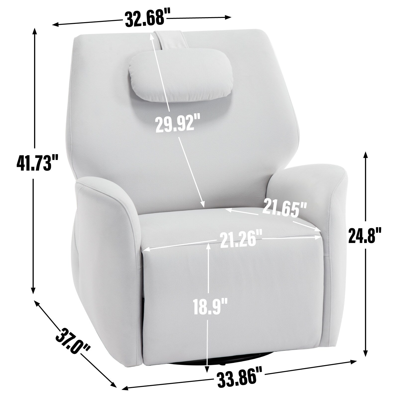 Fauteuil inclinable électrique ergonomique, pivotant et à bascule, avec ports USB et Type-C, coussin de soutien lombaire et cervical