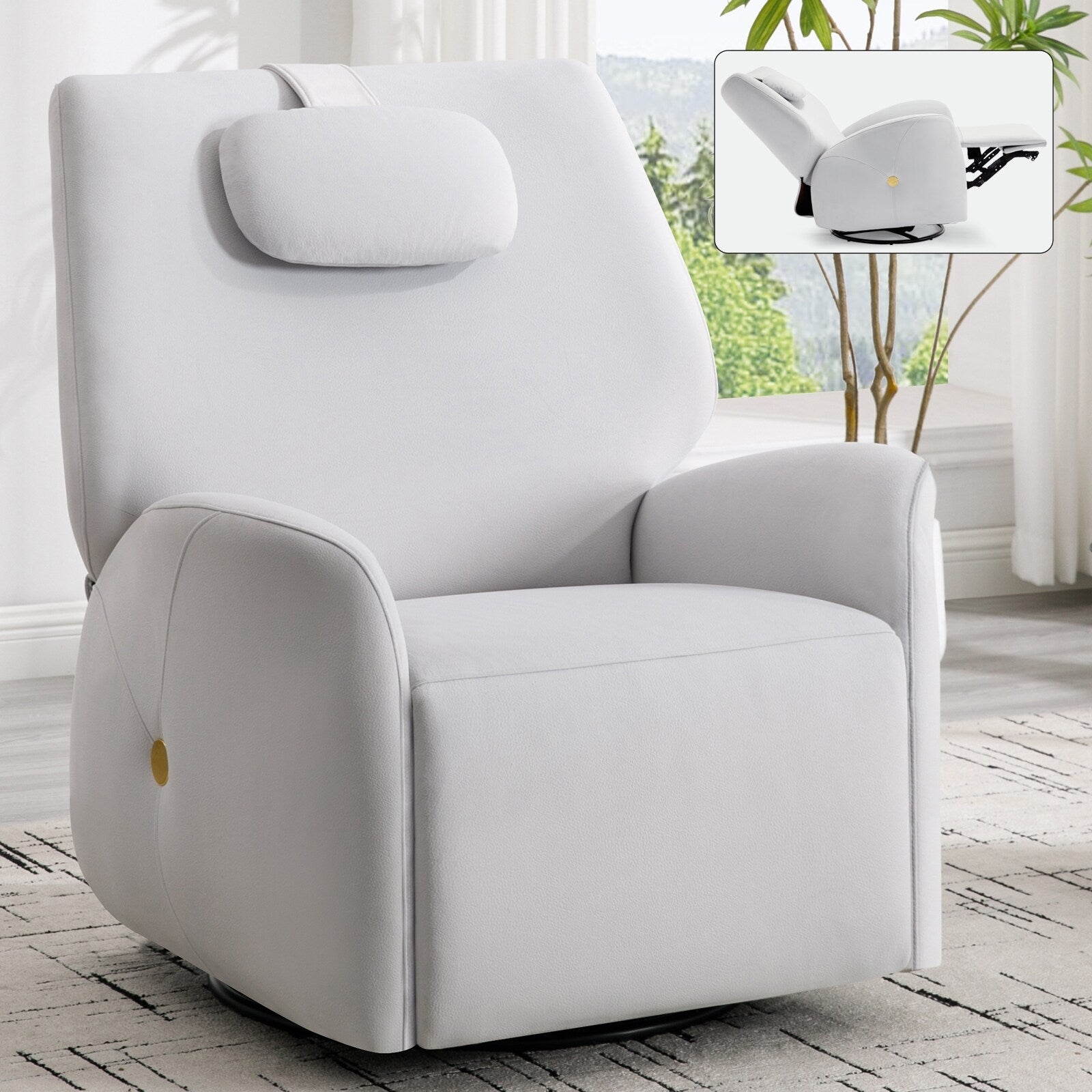 Fauteuil inclinable électrique ergonomique, pivotant et à bascule, avec ports USB et Type-C, coussin de soutien lombaire et cervical