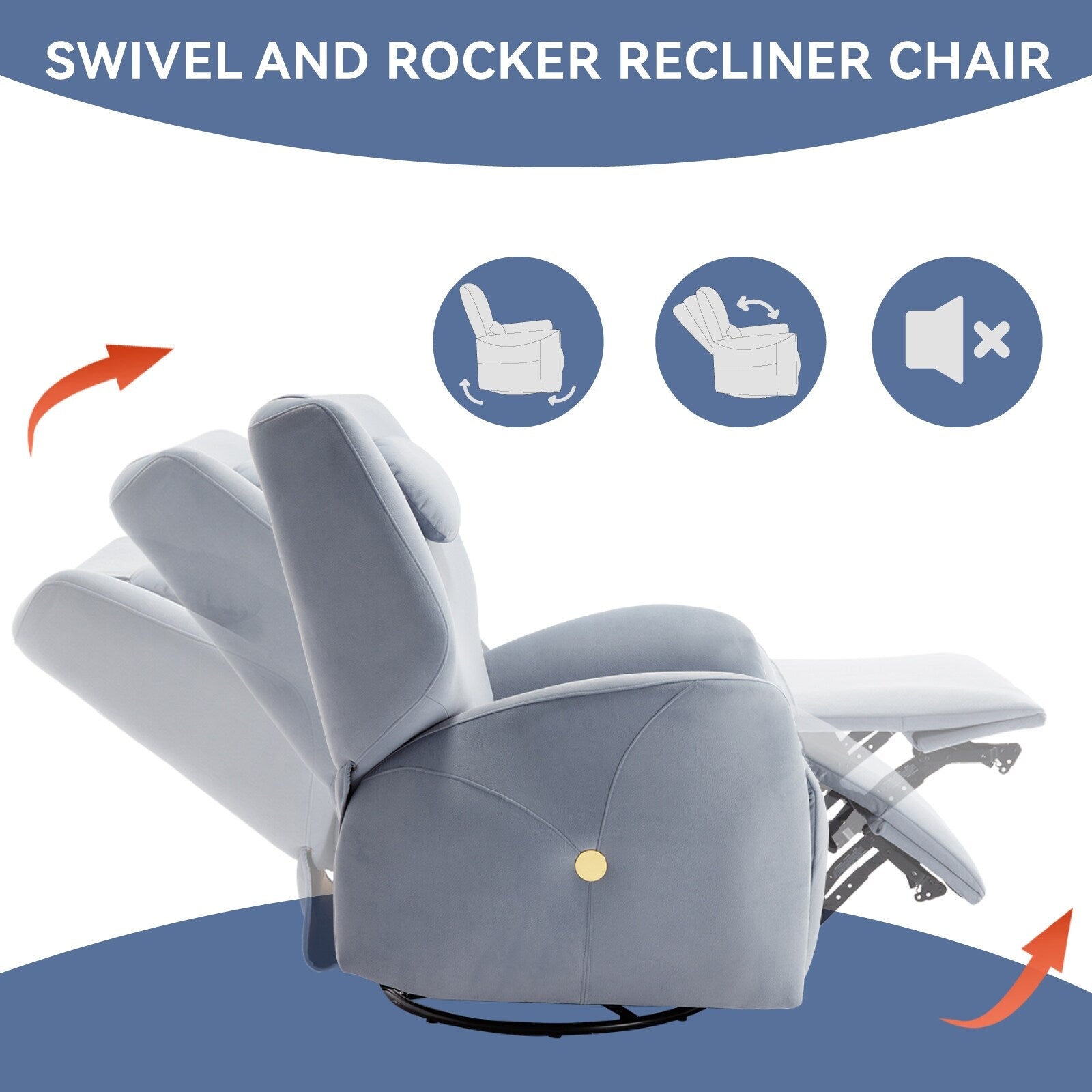 Fauteuil inclinable électrique ergonomique, pivotant et à bascule, avec ports USB et Type-C, coussin de soutien lombaire et cervical
