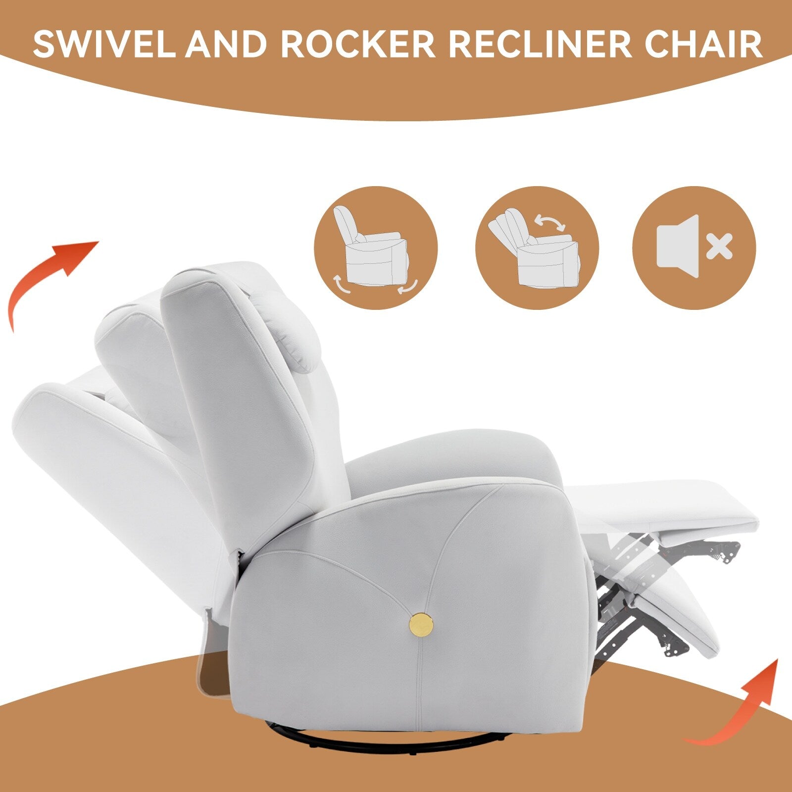 Fauteuil inclinable électrique ergonomique, pivotant et à bascule, avec ports USB et Type-C, coussin de soutien lombaire et cervical