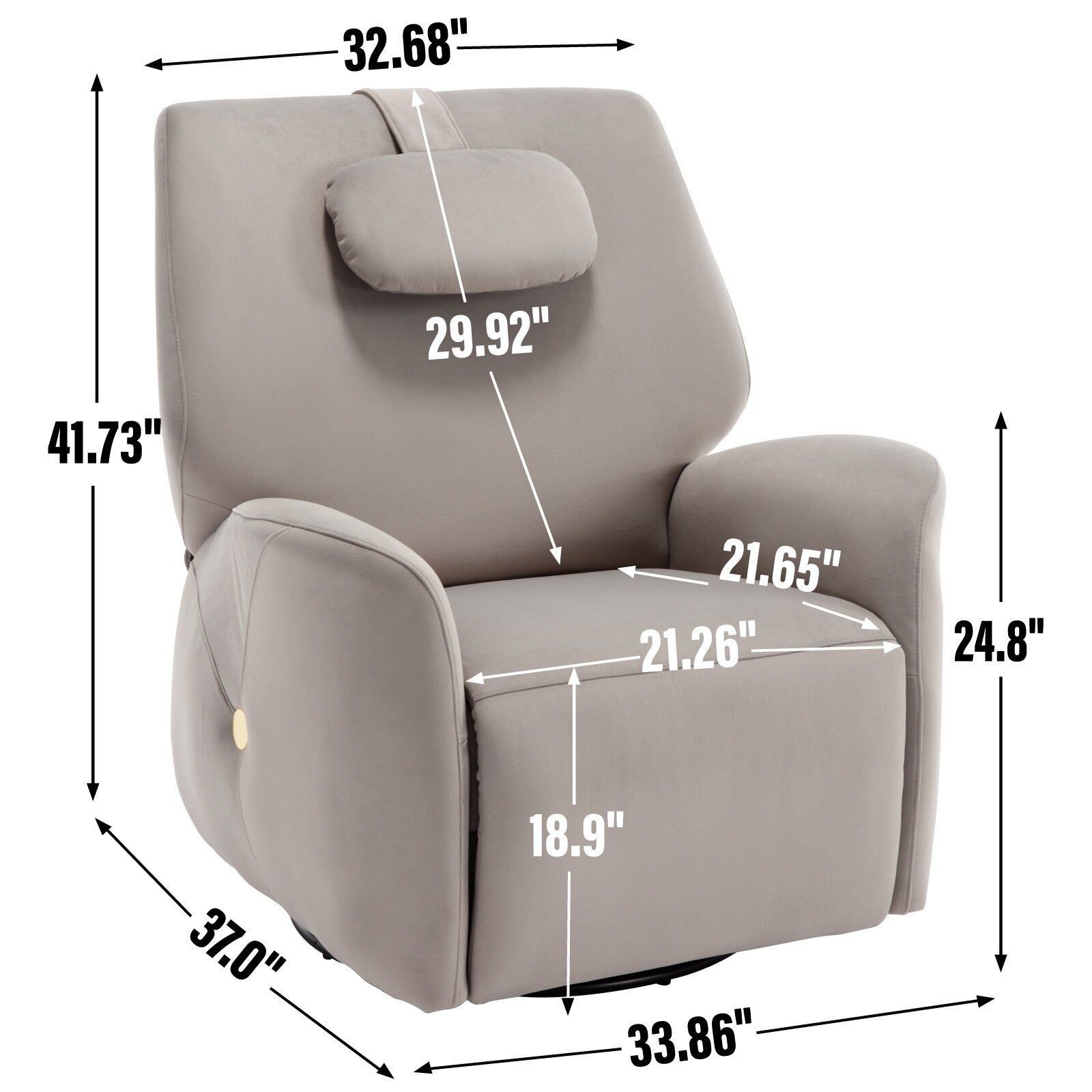 Fauteuil inclinable électrique ergonomique, pivotant et à bascule, avec ports USB et Type-C, coussin de soutien lombaire et cervical