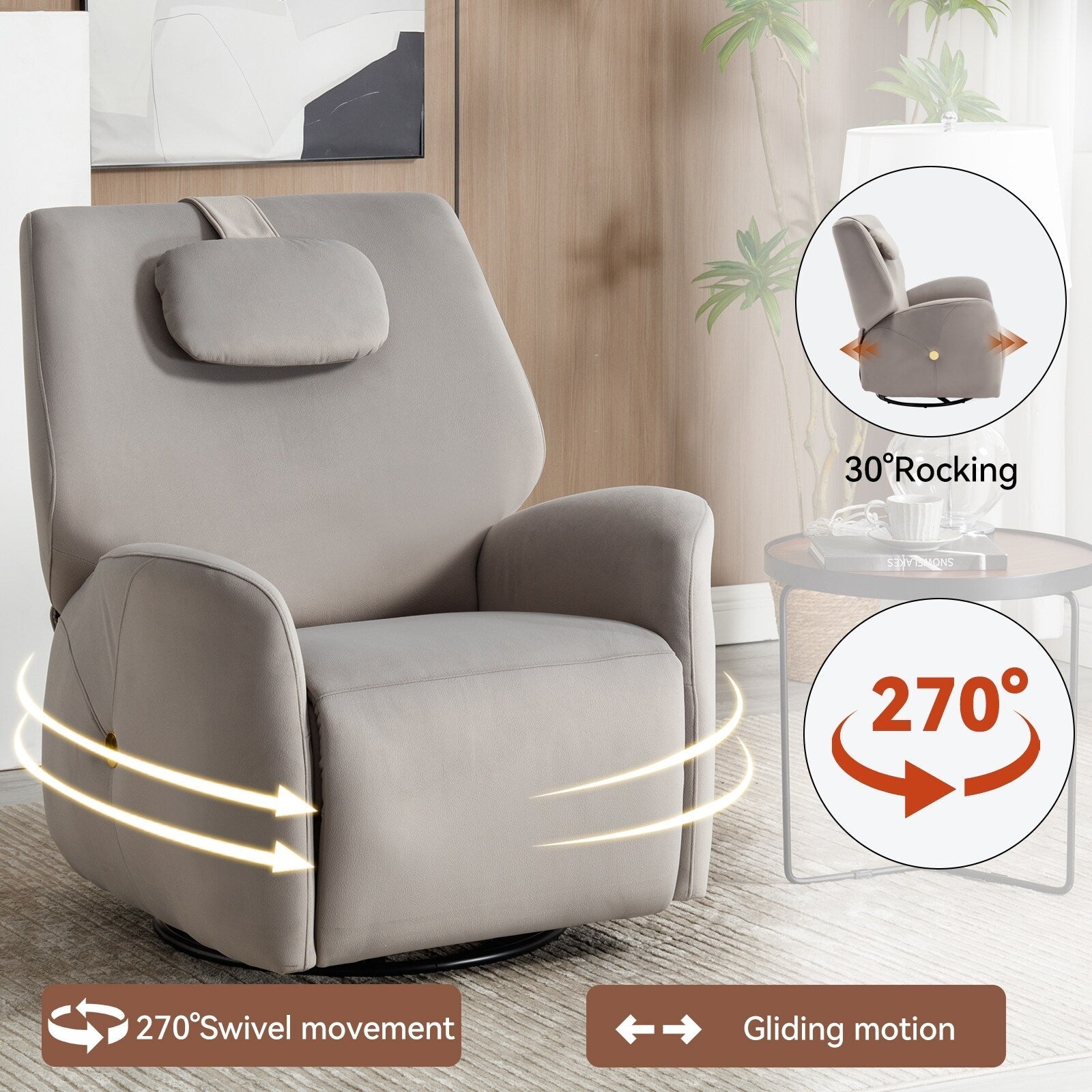 Fauteuil inclinable électrique ergonomique, pivotant et à bascule, avec ports USB et Type-C, coussin de soutien lombaire et cervical