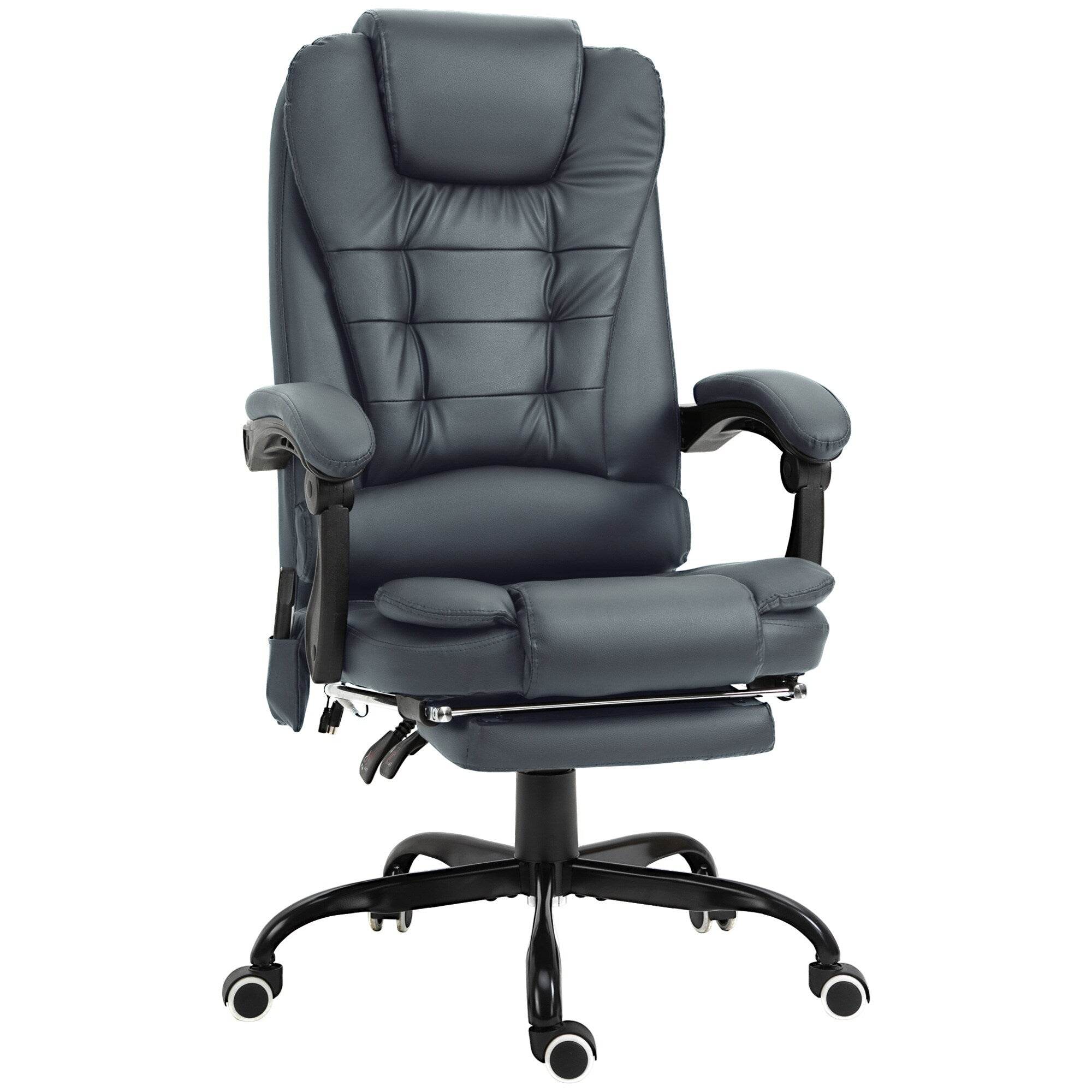 Chaise de bureau ergonomique à vibrations et massage avec dossier inclinable, hauteur réglable et repose-pieds rétractable