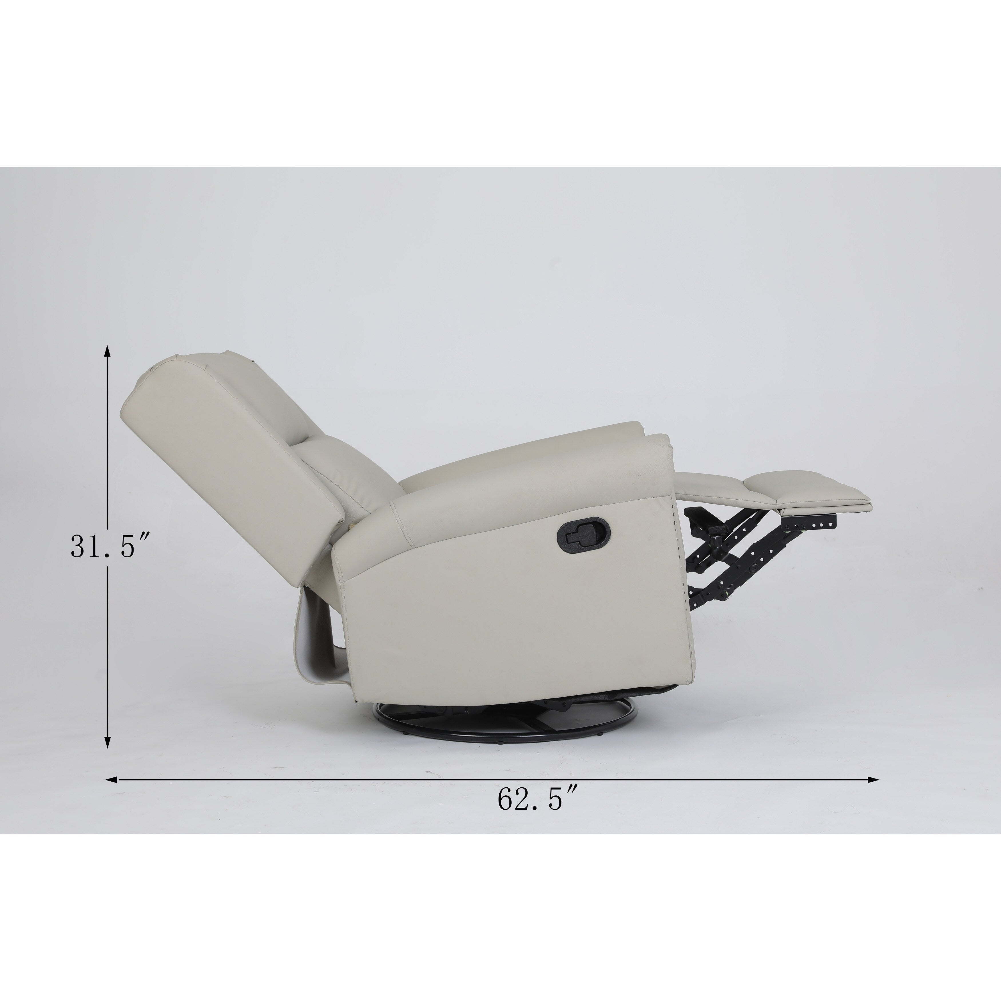 Fauteuil inclinable pivotant ergonomique avec ports USB/Type-C, dossier incurvé et coussin lombaire, rotation à 270°