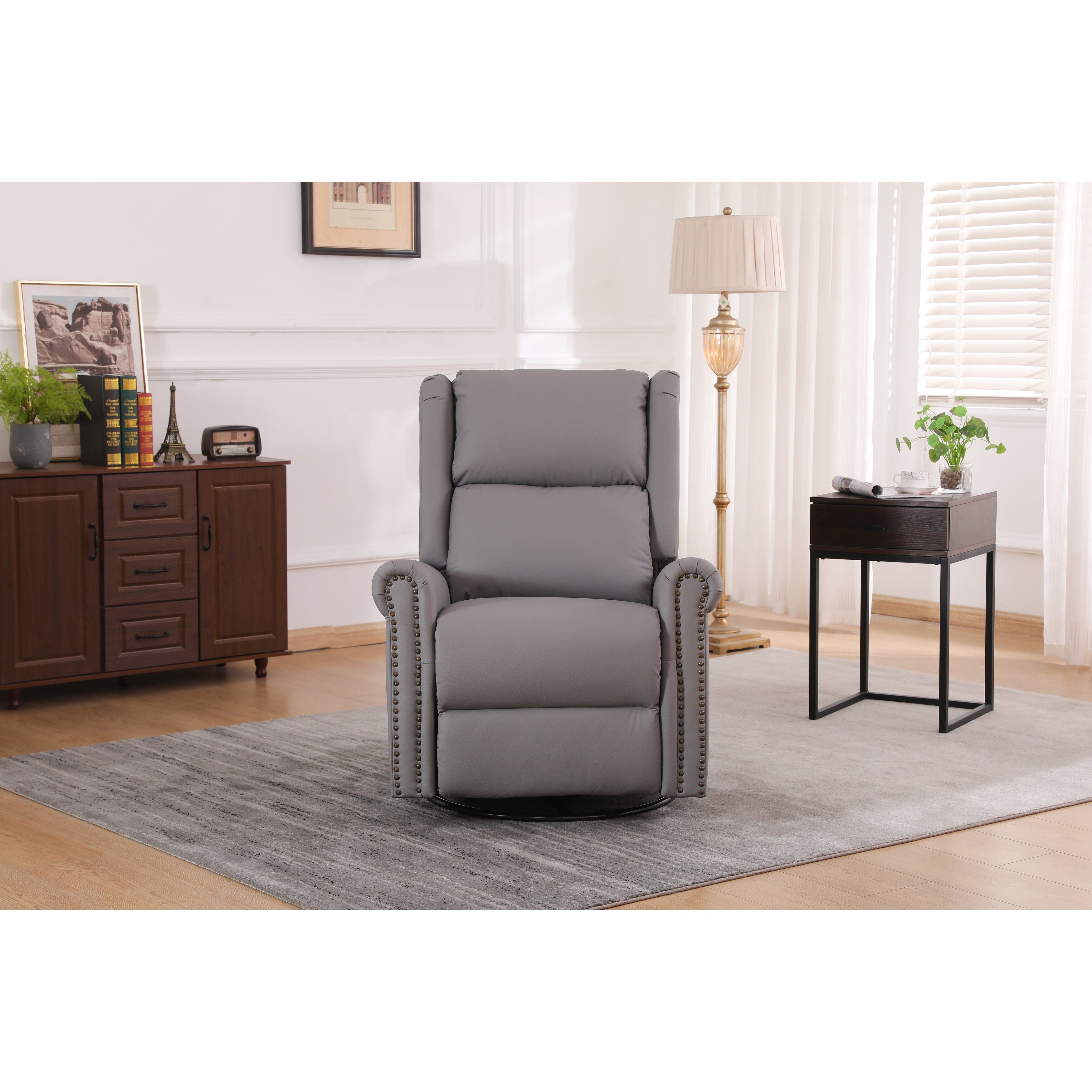 Fauteuil inclinable pivotant ergonomique avec port USB-C et coussin lombaire