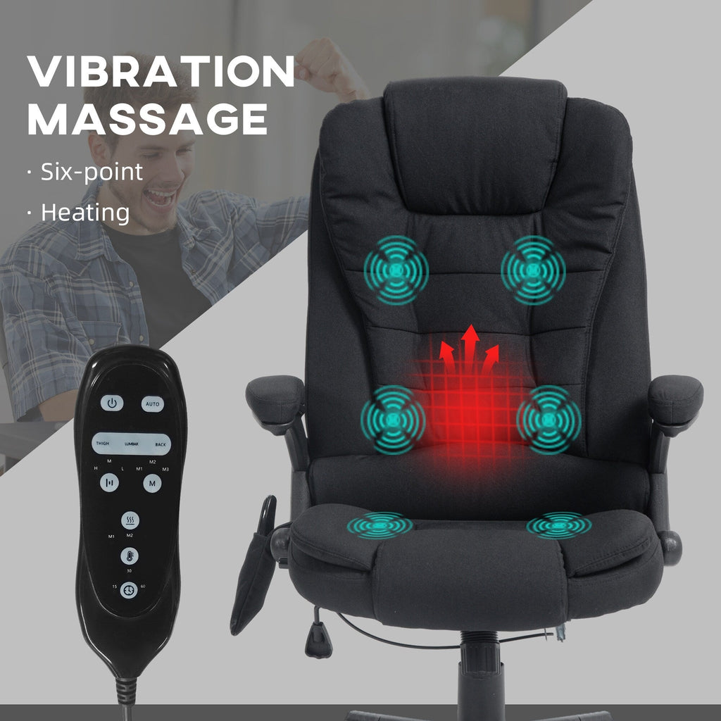 Fauteuil de bureau ergonomique à vibrations et massage, dossier réglable, inclinable, avec 6 points de massage et chauffage lombaire