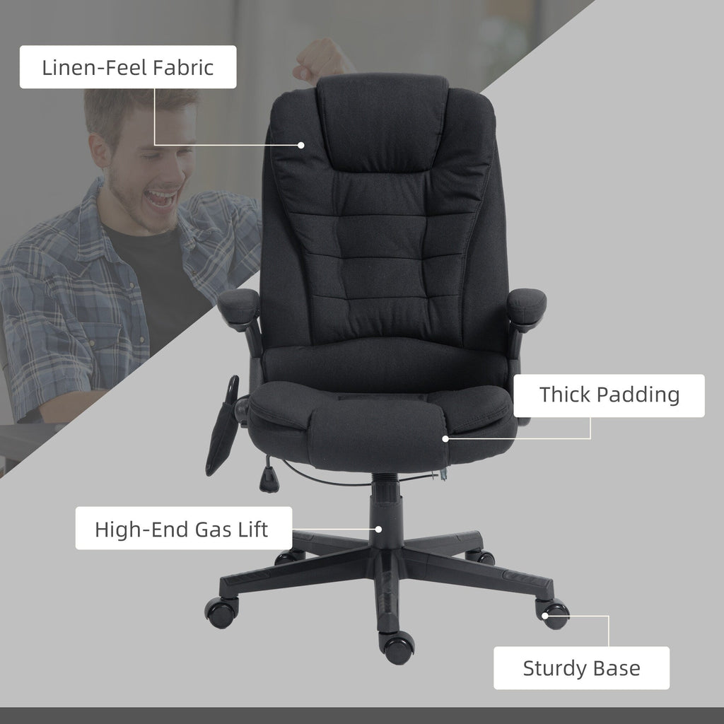 Fauteuil de bureau ergonomique à vibrations et massage, dossier réglable, inclinable, avec 6 points de massage et chauffage lombaire