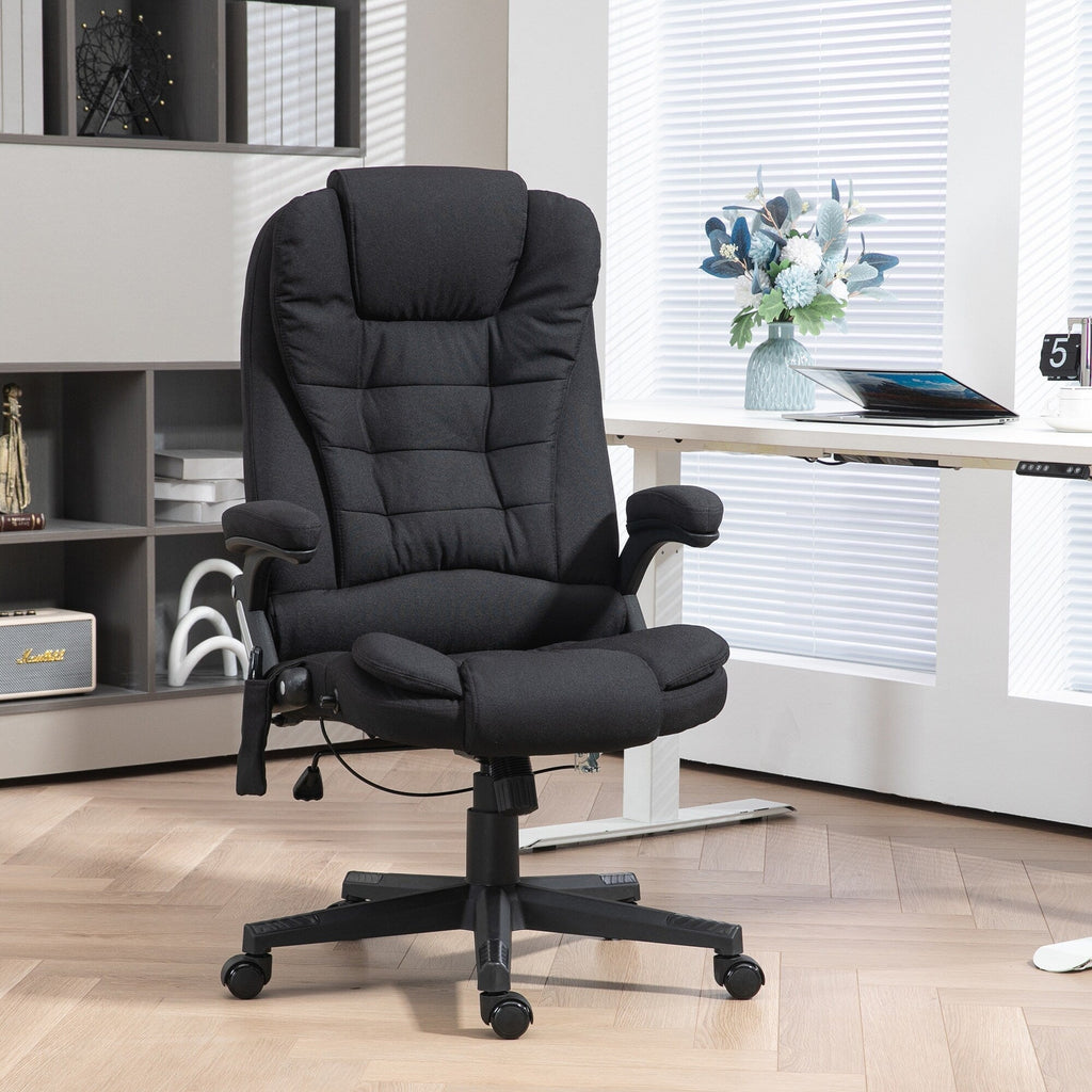 Fauteuil de bureau ergonomique à vibrations et massage, dossier réglable, inclinable, avec 6 points de massage et chauffage lombaire