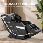 Fauteuil de massage ergonomique à gravité zéro avec airbag, chauffage et Bluetooth, repose-pieds réglable