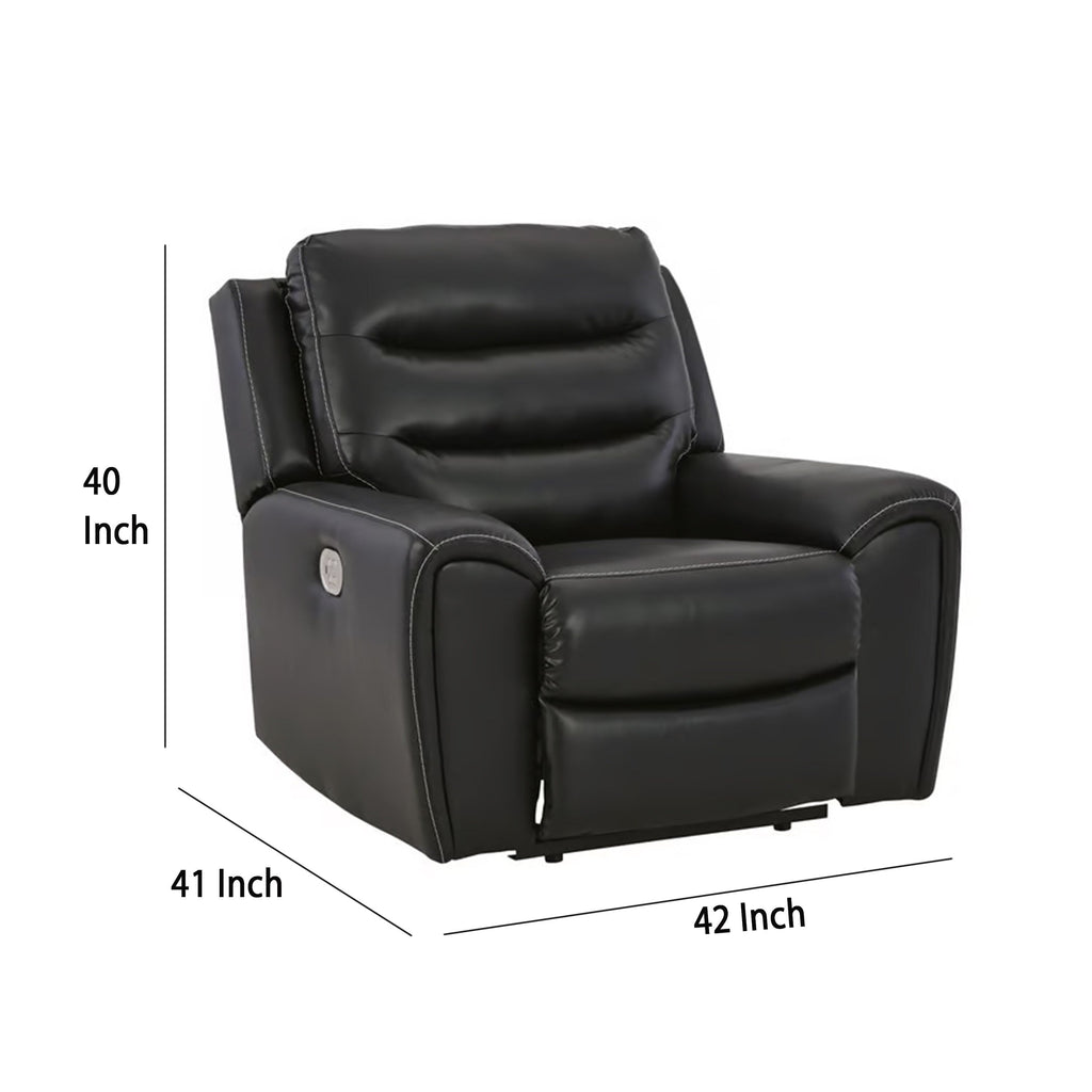 Fauteuil inclinable électrique Erine, appui-tête réglable, similicuir noir