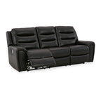 Canapé inclinable électrique Erine avec ports USB, similicuir noir 90 pouces