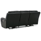 Canapé inclinable électrique Erine avec ports USB, similicuir noir 90 pouces