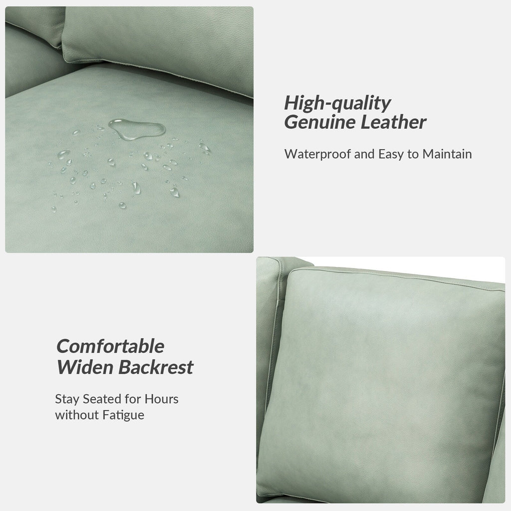 Canapé Ernando 83.46 en cuir véritable avec accoudoirs carrés et coussins