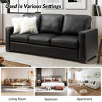 Canapé Ernando 83.46 en cuir véritable avec accoudoirs carrés et coussins