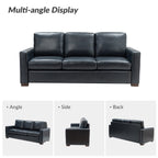 Canapé Ernando 83.46 en cuir véritable avec accoudoirs carrés et coussins