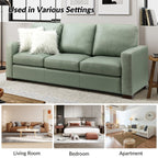 Canapé Ernando 83.46 en cuir véritable avec accoudoirs carrés et coussins