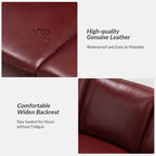 Canapé Ernando 83.46 en cuir véritable avec accoudoirs carrés et coussins