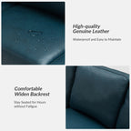 Canapé Ernando 83.46 en cuir véritable avec accoudoirs carrés et coussins