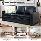 Canapé Ernando 83.46 en cuir véritable avec accoudoirs carrés et coussins