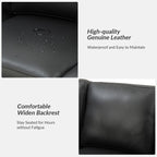 Canapé Ernando 83.46 en cuir véritable avec accoudoirs carrés et coussins