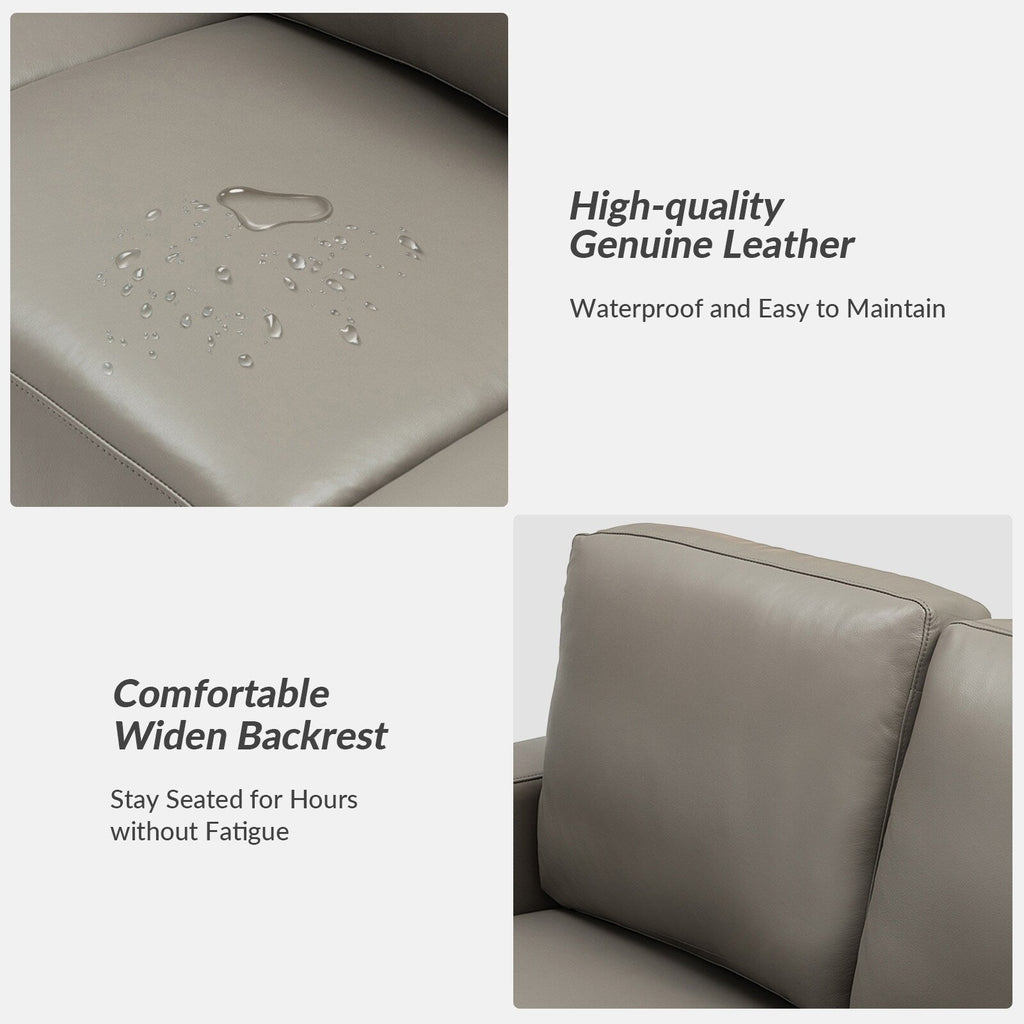 Canapé Ernando 83.46 en cuir véritable avec accoudoirs carrés et coussins