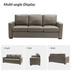 Canapé Ernando 83.46 en cuir véritable avec accoudoirs carrés et coussins