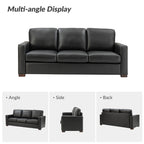 Canapé Ernando 83.46 en cuir véritable avec accoudoirs carrés et coussins