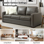 Canapé Ernando 83.46 en cuir véritable avec accoudoirs carrés et coussins