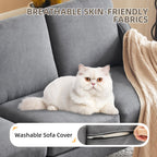 Canapé 3 places Erommy, canapé 72 pouces pour salon, canapé en tissu moderne avec 4 pieds en bois et 2 tiges de support en métal pour chambre