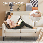 Canapé 3 places Erommy, canapé 72 pouces pour salon, canapé en tissu moderne avec 4 pieds en bois et 2 tiges de support en métal pour chambre