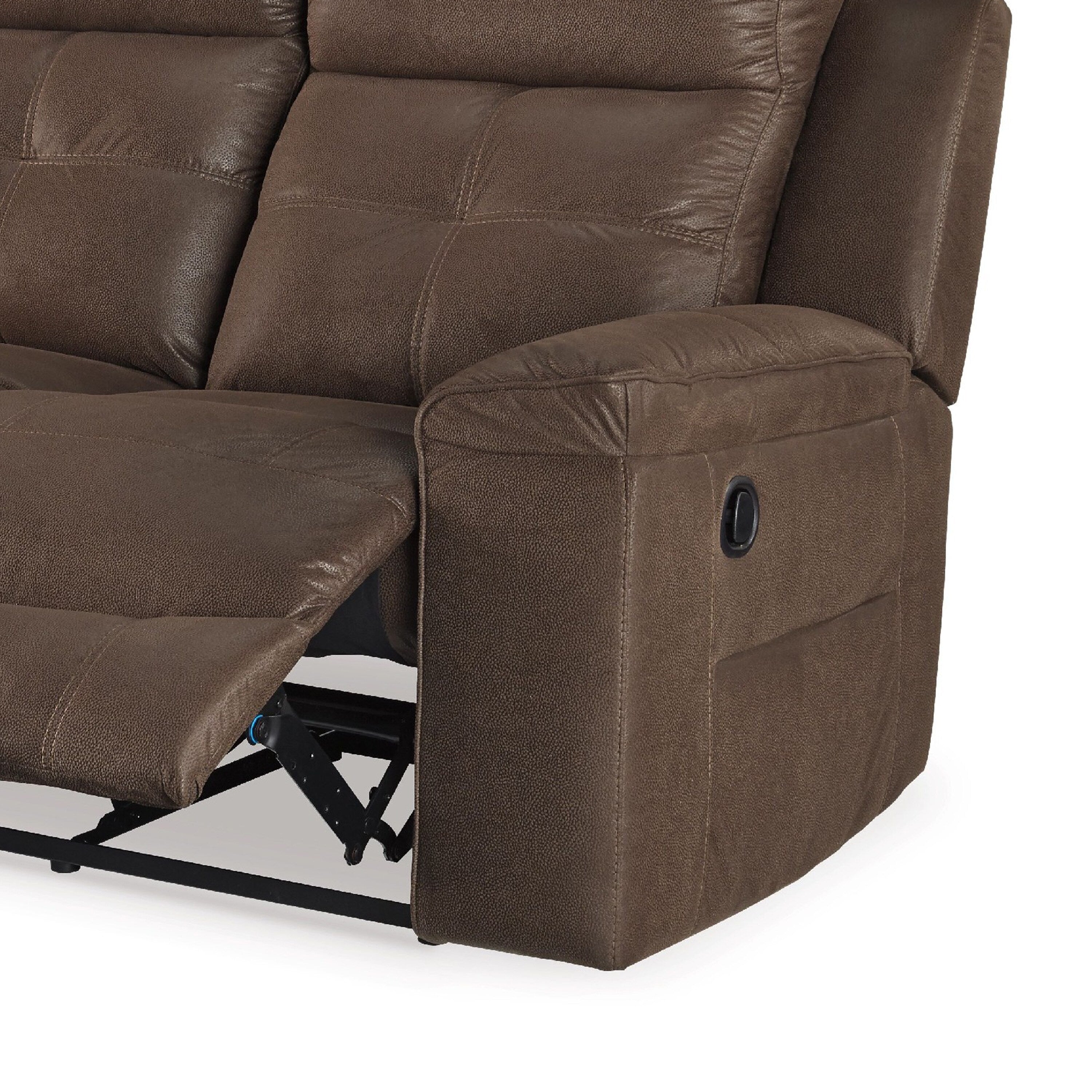 Canapé inclinable manuel Eslo, imitation daim polyester marron café, 223 cm