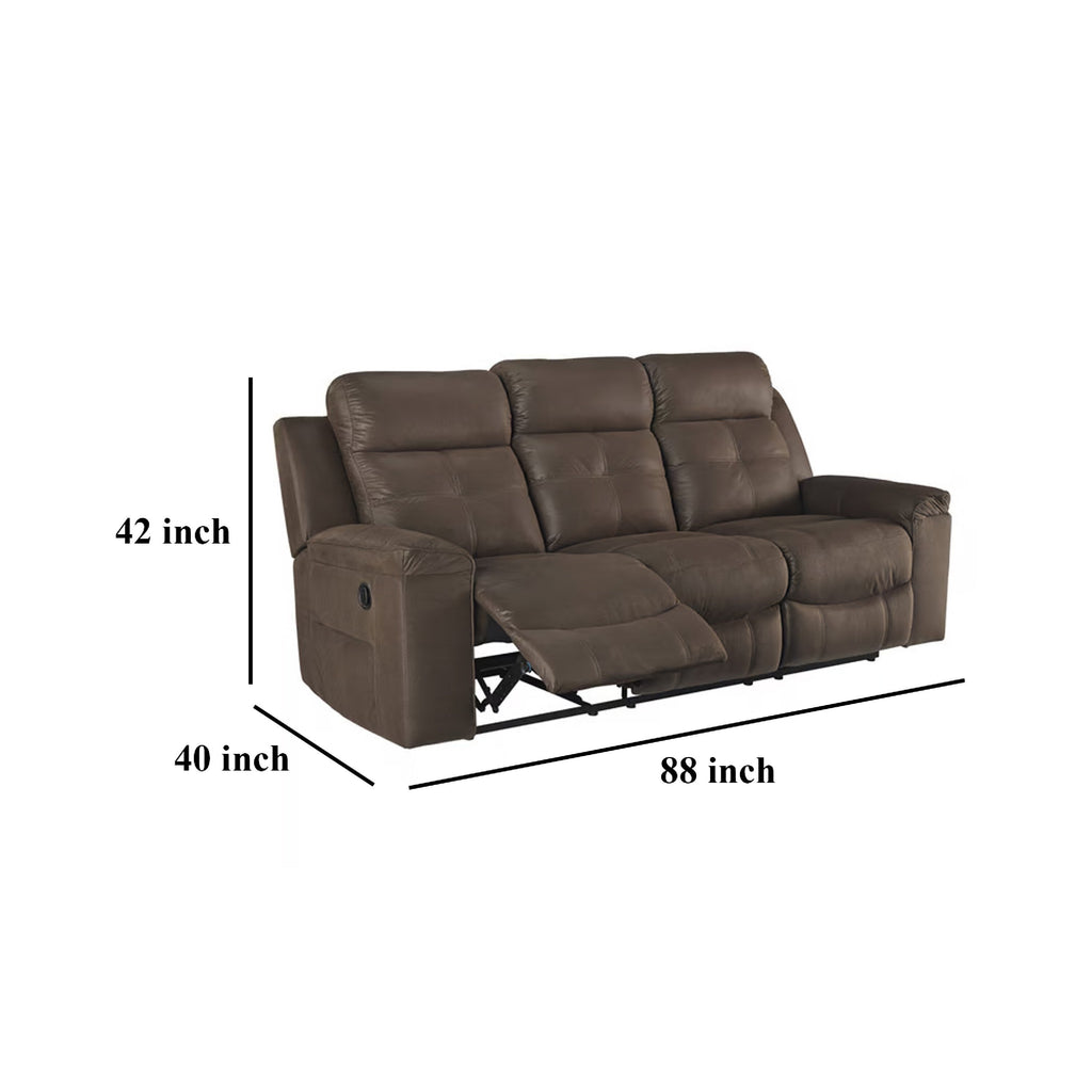 Canapé inclinable manuel Eslo, imitation daim polyester marron café, 223 cm