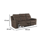 Canapé inclinable manuel Eslo, imitation daim polyester marron café, 223 cm