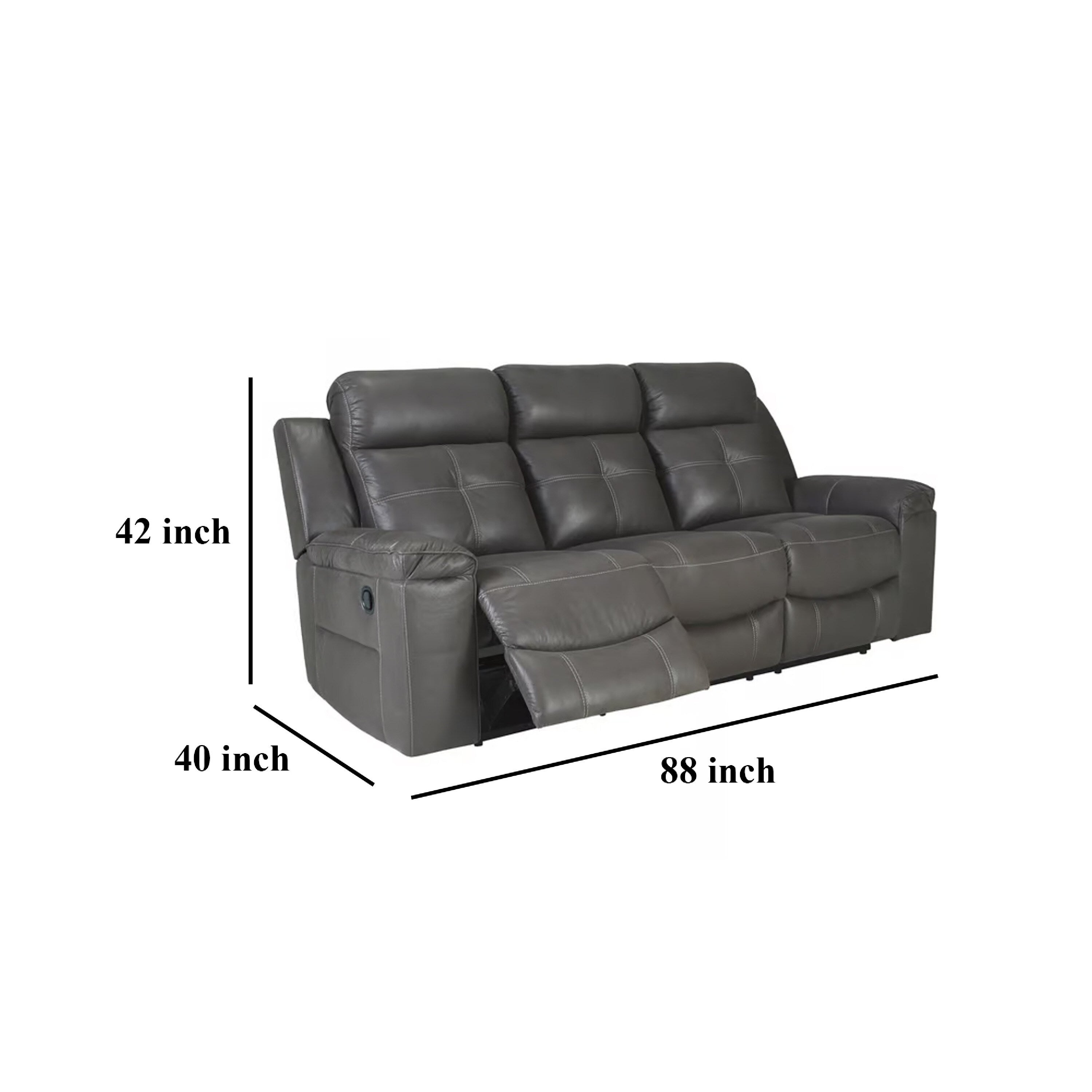 Canapé inclinable manuel Eslo, imitation daim polyester gris foncé, 223 cm