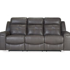 Canapé inclinable manuel Eslo, imitation daim polyester gris foncé, 223 cm