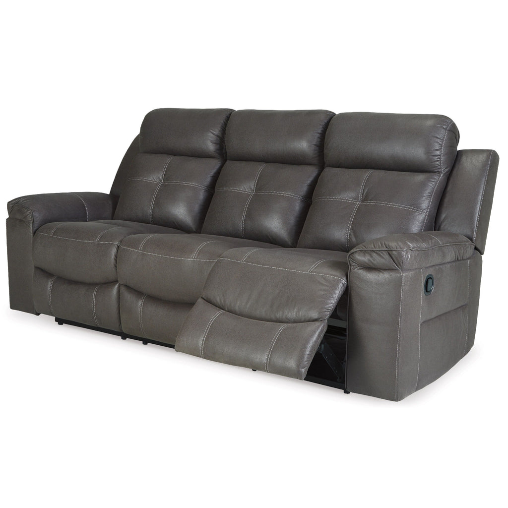 Canapé inclinable manuel Eslo, imitation daim polyester gris foncé, 223 cm