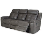 Canapé inclinable manuel Eslo, imitation daim polyester gris foncé, 223 cm