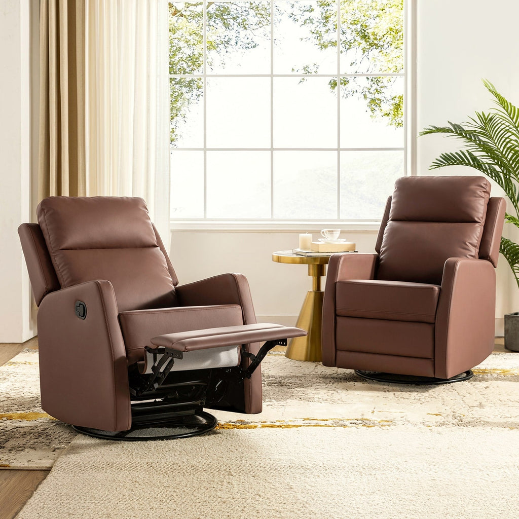 Fauteuil inclinable pivotant manuel Esteban en similicuir moderne avec dossier à oreilles, lot de 2